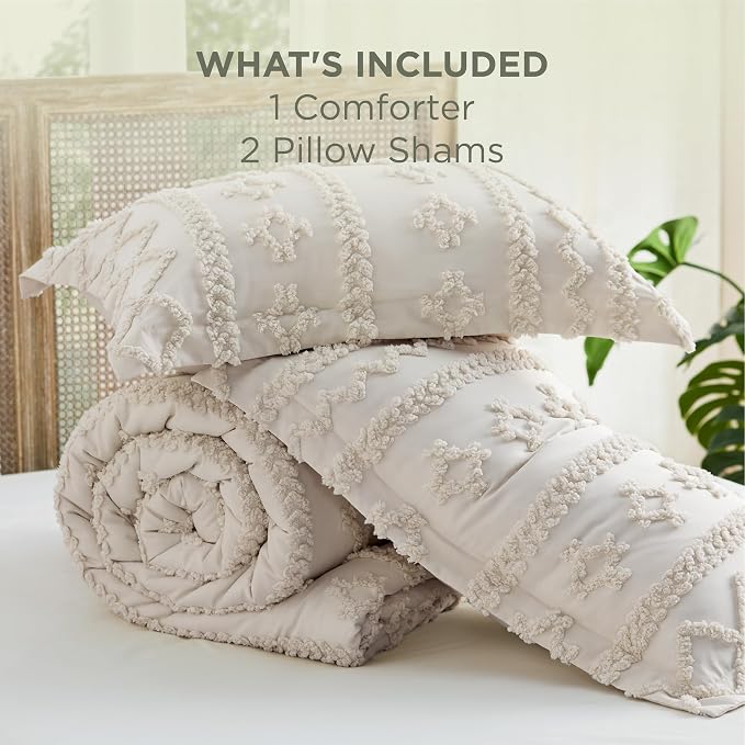 Bedsure Tufted Boho Comforter Set King Size - Image 6