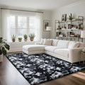 4x6 Mottled Black Rug for Bedroom, Fluffy Area Rug Small Rug Bedroom Carpet | by Yongyangjuxi