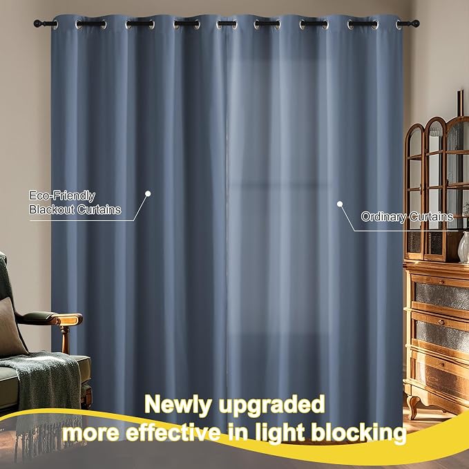 NICETOWN Bedroom Curtains 84 Inches Length, 100% Blackout Drapes Thermal - Image 8