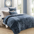 RECYCO Channel Box Stitch Velvet Quilt Set, Twin/Twin XL Size, Stormy Blue | by RECYCOHOMECOLLECTION
