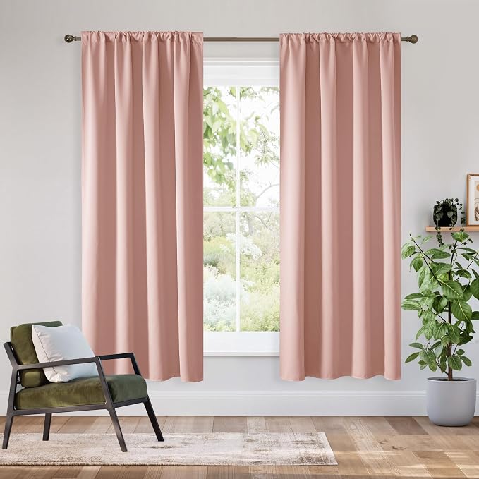 RYB HOME Bedroom Blackout Curtains 72 inches Long, 100% Blackout | Thermal by RYBHOME
