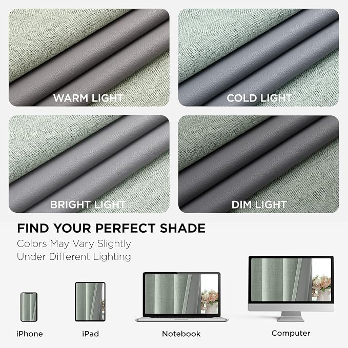 Joydeco Sage Green Black Out Curtains 72 Inch Long 2 Panels Set, Curtains 100% - Image 8