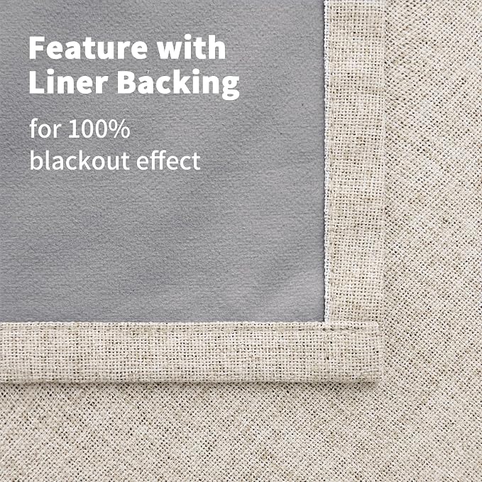YoungsTex Linen Textured 100% Blackout Curtains - Image 7