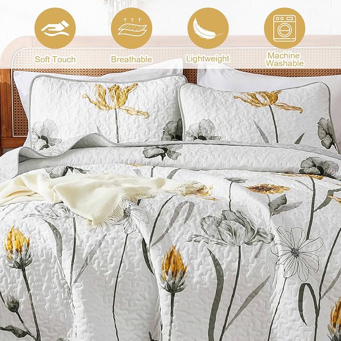 WONGS BEDDING Floral Quilt Set King Size - Image 7