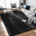 9x12 Fluffy Shag Area Rugs for Living Room Bedroom: Soft Plush Carpet Black | by CarpetAddColortoYourLife