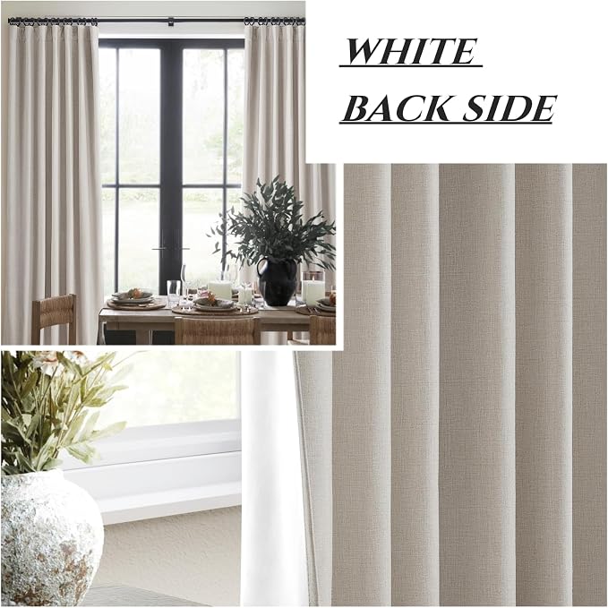 QJmydeco 100% Blackout Curtains 45 Inches Long 2 Panels Set, Short Linen Heat - Image 6