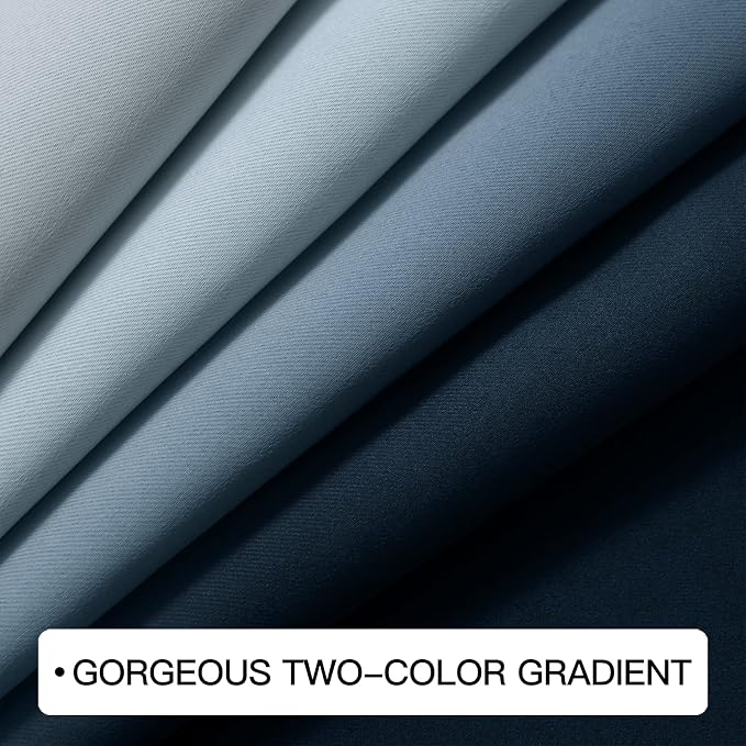 COSVIYA Curtains & Drapes Ombre Navy Blue Gradient Drape 84 inch Long 1 Panel - Image 3