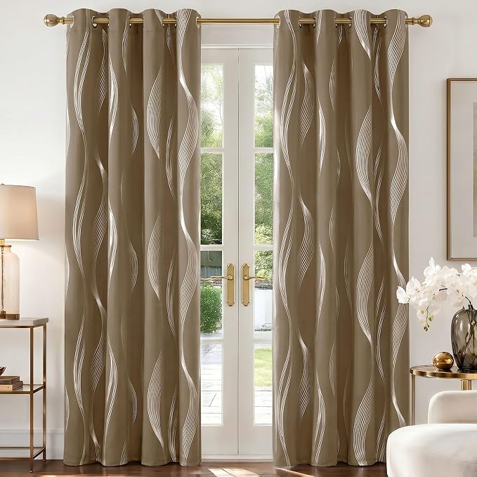 Deconovo Curtains for Living Room, Pattern Blackout Curtains 63 Inches Long | by Deconovo
