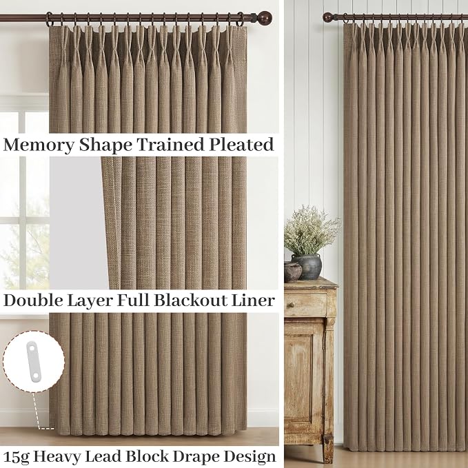Rust Brown Pinch Pleated Blackout 90 Inch Curtains - Image 4