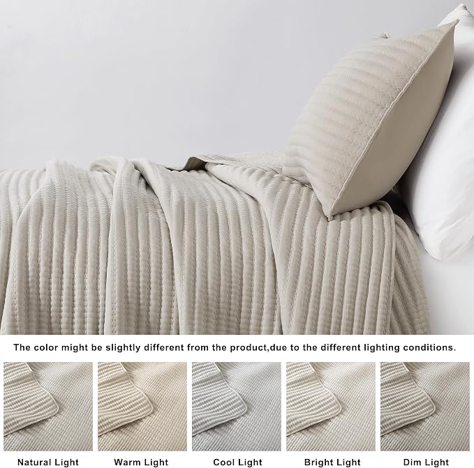 WDCOZY California King Size Quilt Set, 3 Pieces 118x106 inches, Channel - Image 4