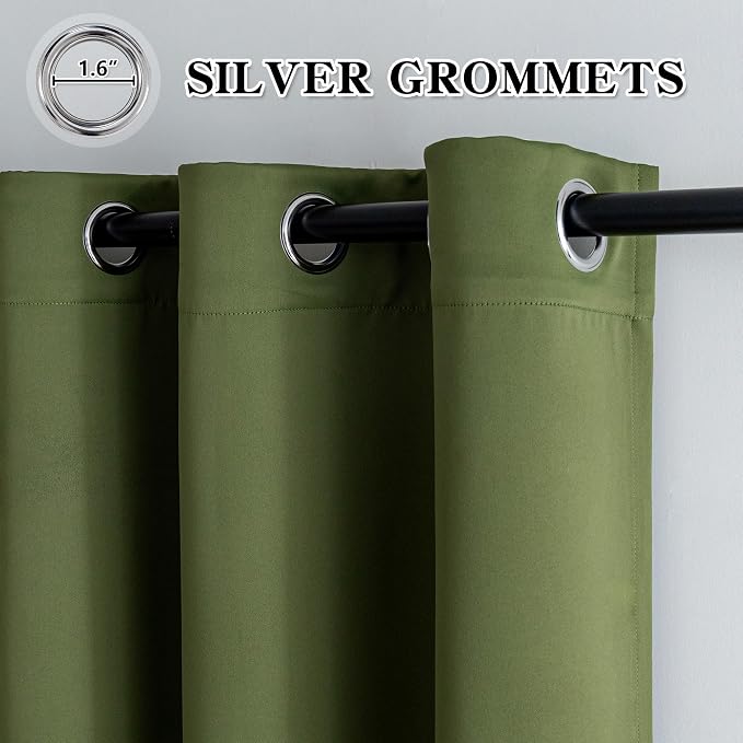 IGEMAEVE Blackout Curtains for Bedroom Grommet Olive Green 52" W x 84" L | - Image 3