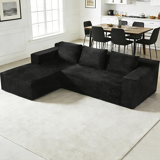 Nigoone 103" Sectional Couch for Living Room, Modular L Shaped Black Couches - Image 3