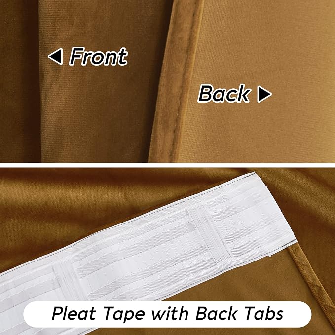 RYB HOME Velvet Curtains 102 inches Long, Extra Long High Ceiling Curtains | - Image 7