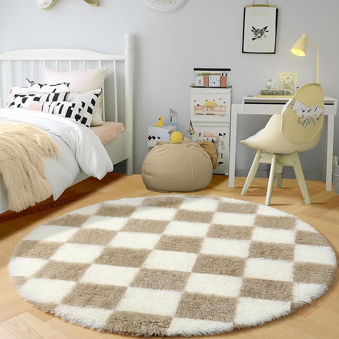 KICMOR Round Rugs 5ft for Bedroom Living Room, Fluffy Soft Circle Area Rug - Image 3