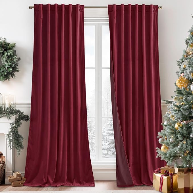 RYB HOME Velvet Curtains 120 inches Long, Extra Long High Ceiling Curtains | by RYBHOME