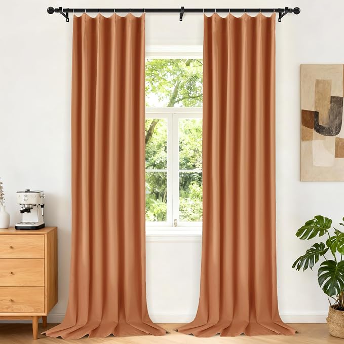 Etherealveil Terracotta Pinch Pleated Blackout Curtains 2 Panels 40"x120" | by Etherealveil