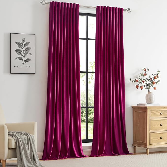PRIMROSE Hot Pink Velvet Curtains 120 inch Long - Image 7