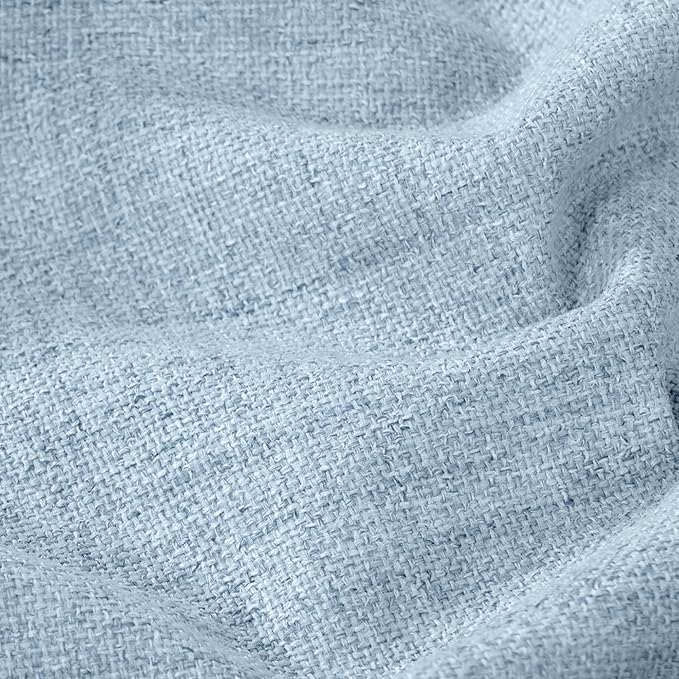 Baby Blue Linen Blackout Curtains 80 Inch Long Each 38 Wide 2 Panels | Thermal - Image 4