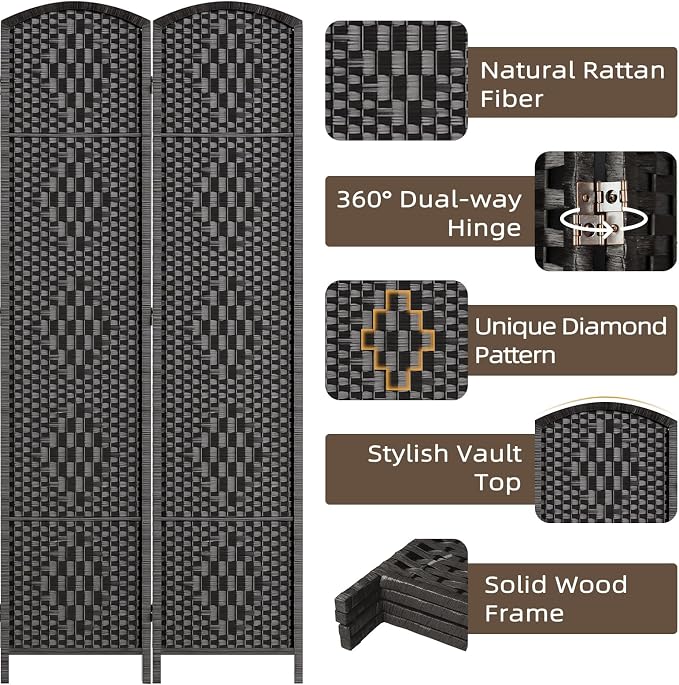 HALLYBEE Room Divider Panel, 4 Panel Partition Room Dividers Screen, Privacy - Image 4