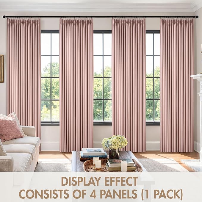 MIULEE Pinch Pleated 100% Blackout Curtains 40"x108" Light Pink 4 Panel Set | - Image 7
