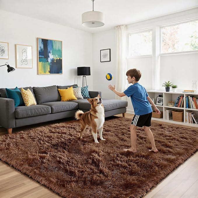 4x6 Brown Rug for Bedroom, Fluffy Shag Area Rug Small Rug Bedroom Carpet | - Image 4