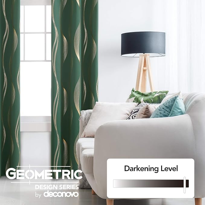 Deconovo Curtains for Living Room, Pattern Blackout Curtains 84 Inches Long | - Image 3