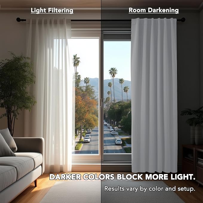 Deconovo Pure White Curtains for Living Room, Back Tab and Rod Pocket Curtain - Image 7