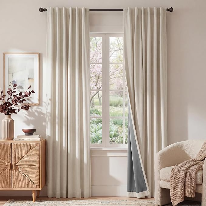 RYB HOME Warm Sand 100% Blackout Curtains 90 Inch by RYBHOME