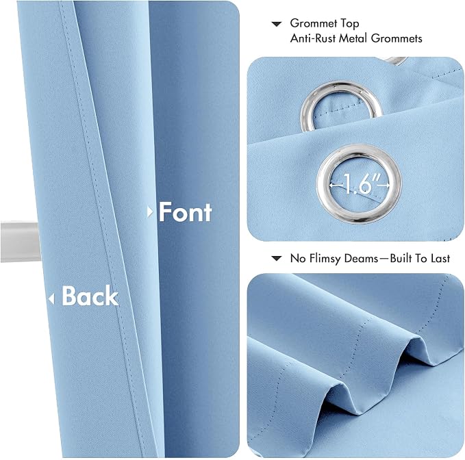 MIULEE Blackout Curtains for Bedroom 2 Panels 40 x 72 Inch Long Sky Blue | - Image 4