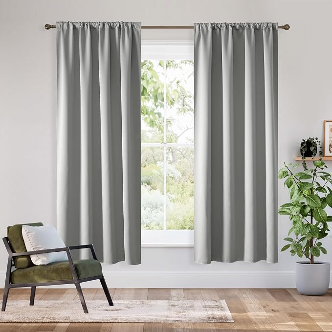 RYB HOME Bedroom Blackout Curtains 54 inches Long, 100% Blackout | Thermal by RYBHOME