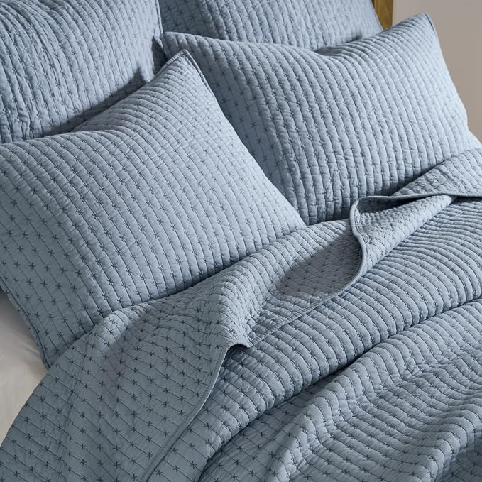 Levtex Home - Cross Stitch Chambray Quilt Set - Twin Quilt + One Standard - Image 7