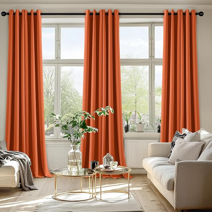 MIULEE Fall Blackout Curtains for Bedroom 2 Panels 40 x 96 Inch Long Orange | - Image 6
