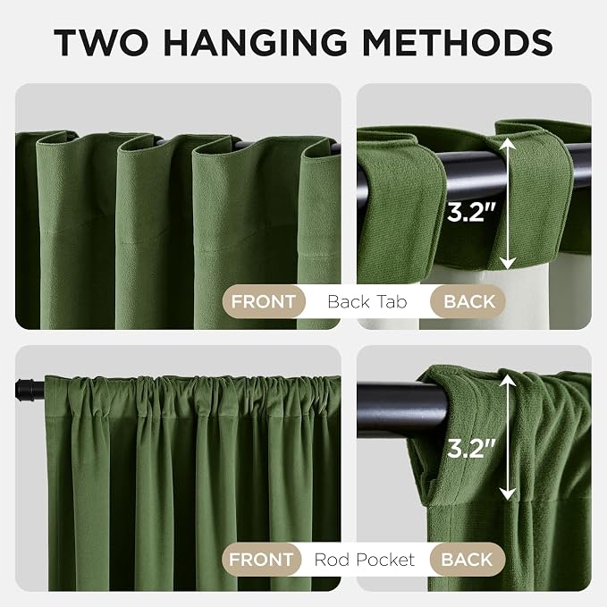 Joydeco 100% Blackout Curtains Velvet Black Out Curtain 90 Inch Drapes | - Image 3