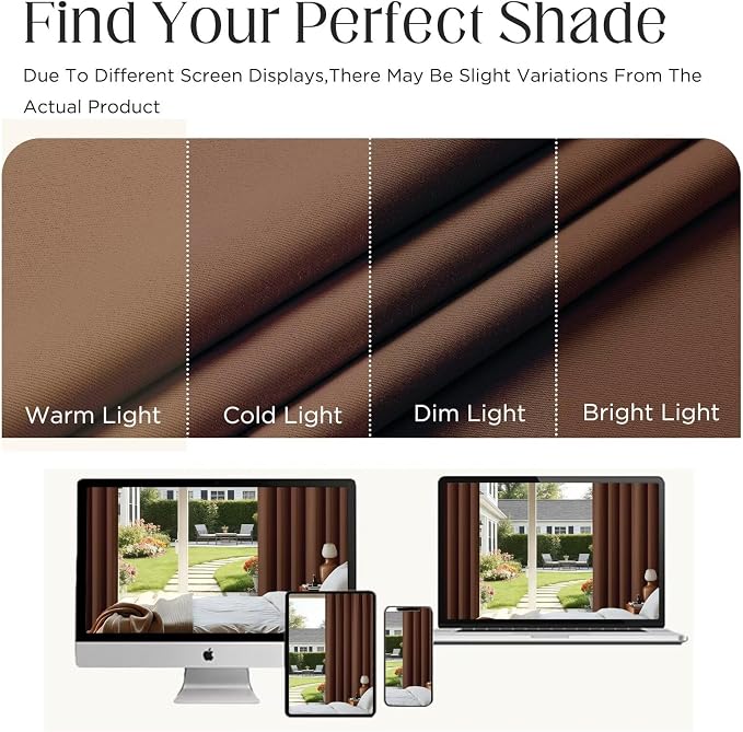 CUCRAF Brown Blackout Curtains 54 inch Length 2 Panels Set, Rod Pocket Room - Image 5