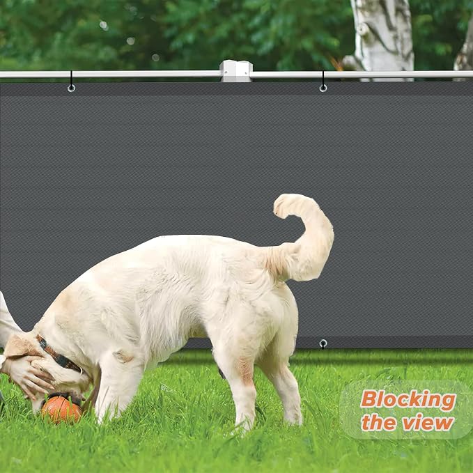 LOVE STORY 3.3' x 19.7' Balcony Privacy Screen Cover, Dark Grey | HDPE Fabric - Image 2