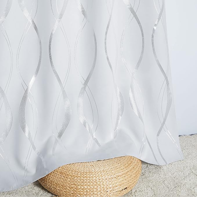 NICETOWN Greyish White Room Darkening Cafe Curtain Panels, Window Treatment - Image 4
