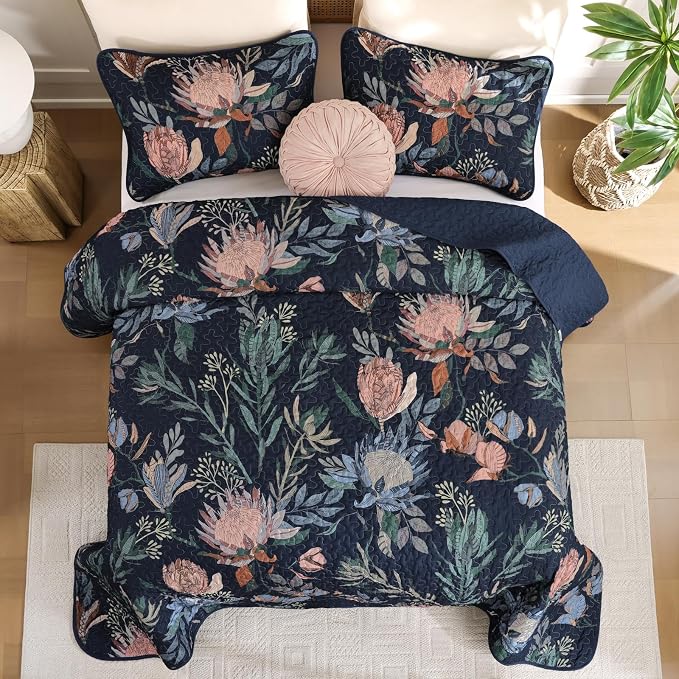 Dintszyayue Quilt King Size Navy, Soft Microfiber Lightweight Farmhouse Bed - Image 4