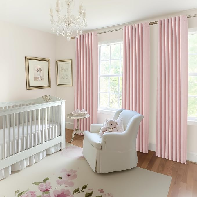 Baby Pink 54 Inch Curtains for Girls Bedroom Room 2 Panel Sets, Cute Total - Image 5