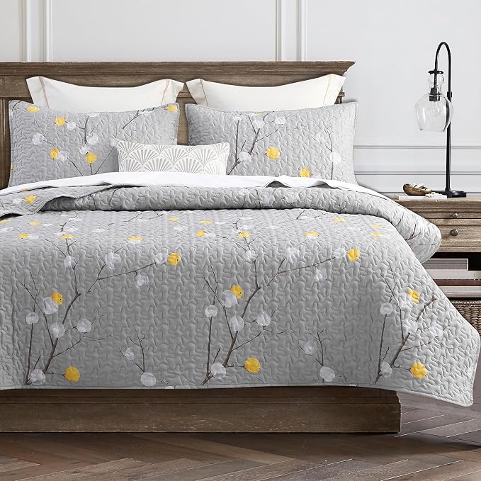 DURLENGEN Quilt Set Queen Size 3Pcs, Soft Microfiber Lightweight Bedspread by DURLENGEN