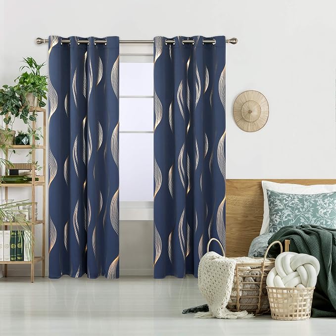 Deconovo Curtains for Living Room, Pattern Blackout Curtains 90 Inches Long | - Image 2