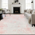 10x14 Area Rug Living Room: Modern Washable Soft Carpet Pink White | by FXRHLP