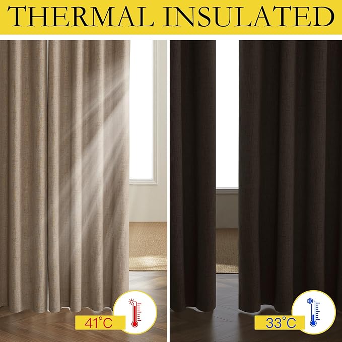 NICETOWN Burlap Vintage Open Linen Weave Flax Thermal Curtains, 100% Blackout - Image 4