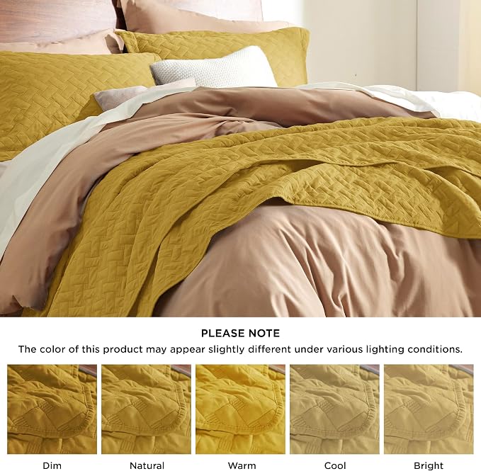 Bedsure Quilts Queen Size, Lightweight Comforter, Mustard Yellow Bedspread | - Image 7