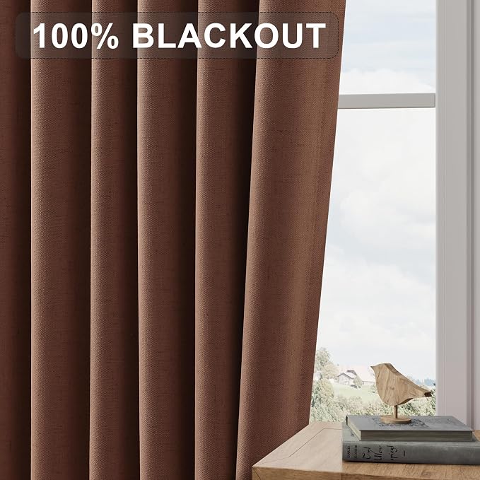 Joywell 100% Blackout Linen Curtains 108 Inch Long - Image 7