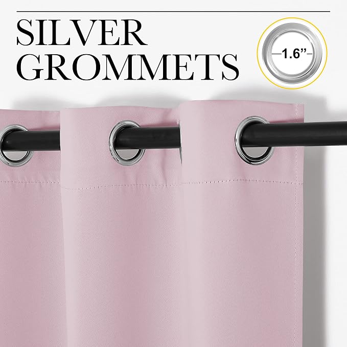 NICETOWN Baby Pink Blackout Curtains 90 inches Length - Image 2