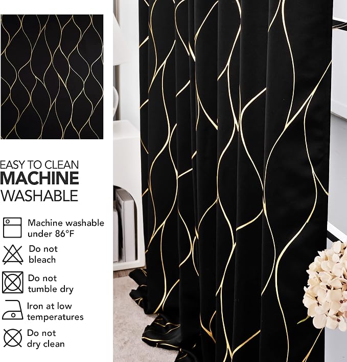 Deconovo Curtains for Living Room, Pattern Blackout Curtains 84 Inches Long | - Image 9