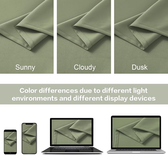 Light Sage Green Curtains 108 Inches Long Back Tab/Rod Pocket Room Darkening - Image 5