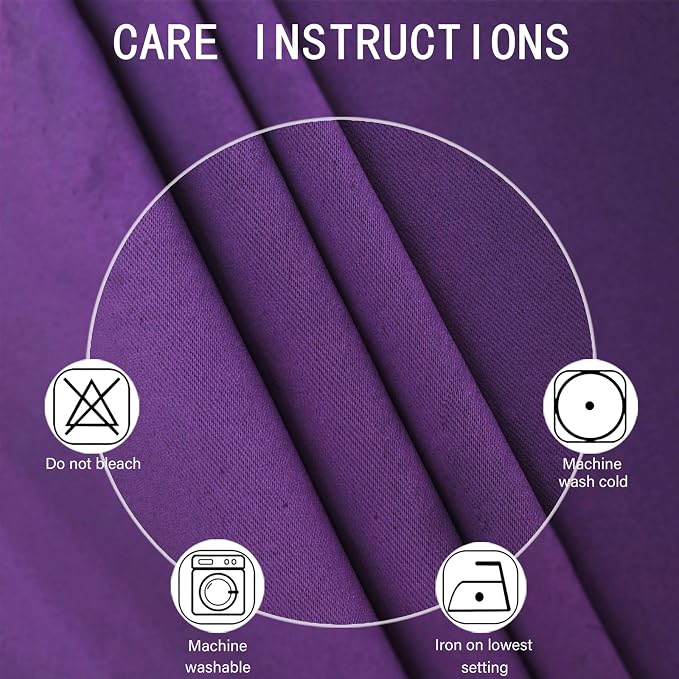 Purple Blackout Curtains 42 x 54 Inch Length Set of 2 Panels Grommet Bedroom - Image 4