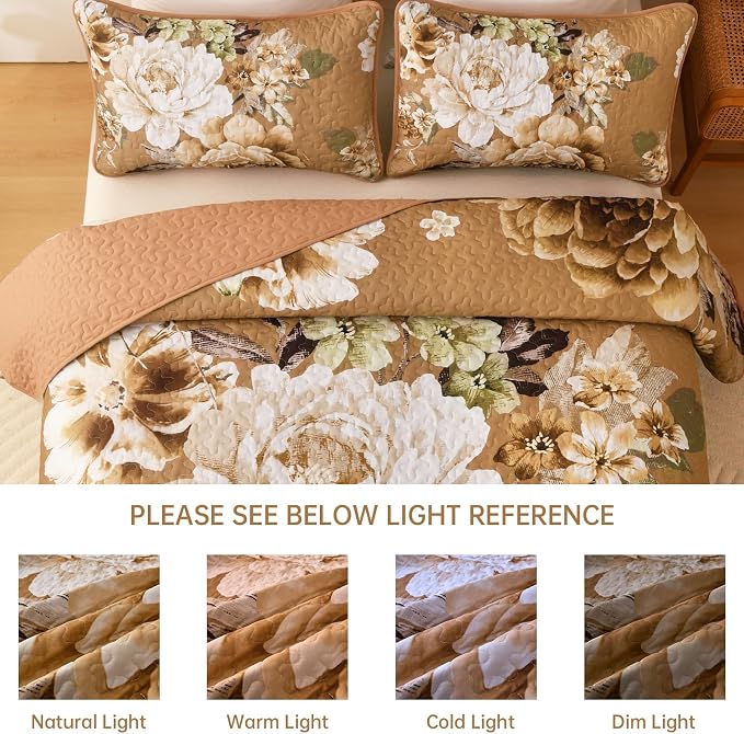 WONGS BEDDING Fall Quilt Queen Size, Soft Microfiber Lightweight Farmhouse Bed - Image 8