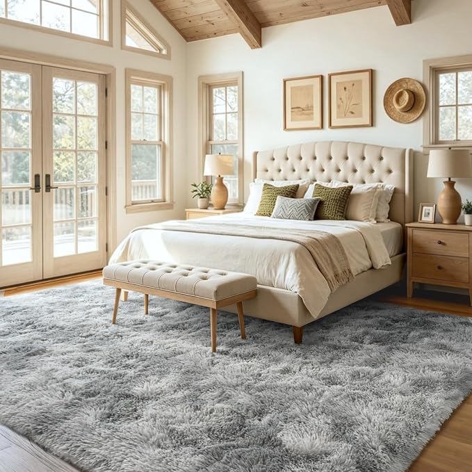 5x7 Ft Shag Area Rug for Bedroom, Tie Dyed Ultra Soft Fluffy Furry Rugs for - Image 3